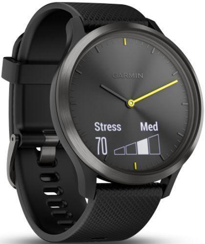 Garmin Vivomove HR Smartwatch - 43mm - Slate/Black Sport Edition (Fiber-reinforced Polymer) Case with Black Silicone Silicone Band - One-Size