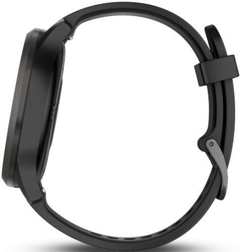 Garmin Vivomove HR Smartwatch - 43mm - Slate/Black Sport Edition (Fiber-reinforced Polymer) Case with Black Silicone Silicone Band - One-Size
