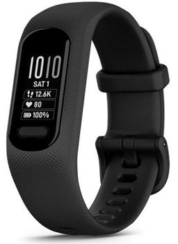 Garmin Vivosmart 5 Smartwatch - Black Polycarbonate Case with Black Silicone Strap - Large Size