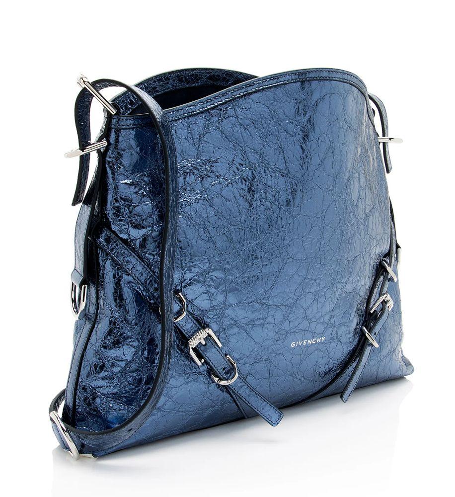 Givenchy Metallic Leather Voyou Medium Hobo - Metallic Leather - Blue