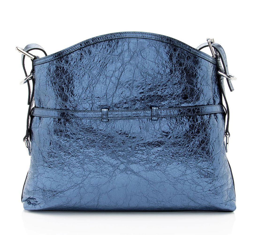 Givenchy Metallic Leather Voyou Medium Hobo - Metallic Leather - Blue