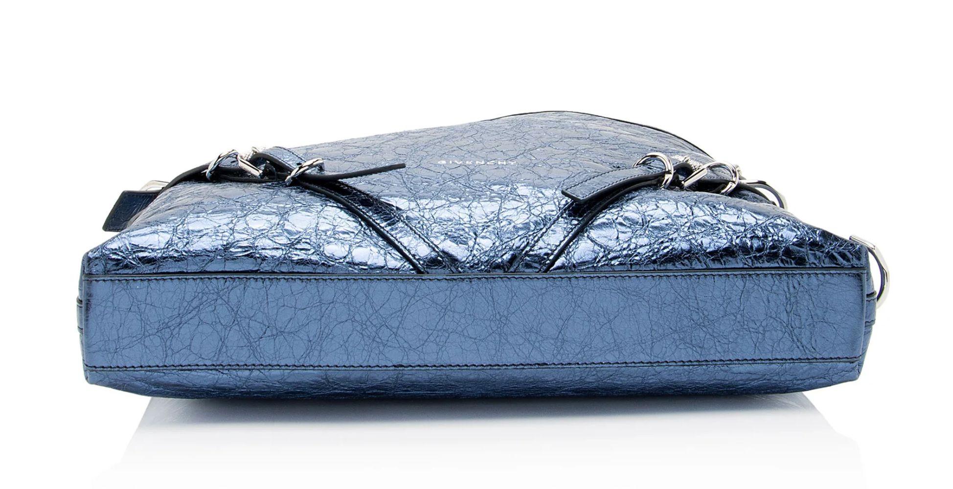 Givenchy Metallic Leather Voyou Medium Hobo - Metallic Leather - Blue