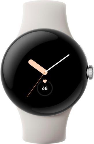 Google Pixel Watch 1 (Bluetooth + LTE) - 32GB - 41mm - Polished Silver Stainless Steel Case with Chalk Fluoroelastomer Active Band