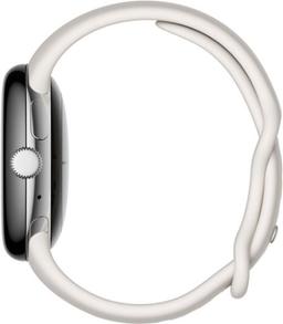 Google Pixel Watch 1 (Bluetooth + LTE) - 32GB - 41mm - Polished Silver Stainless Steel Case with Chalk Fluoroelastomer Active Band