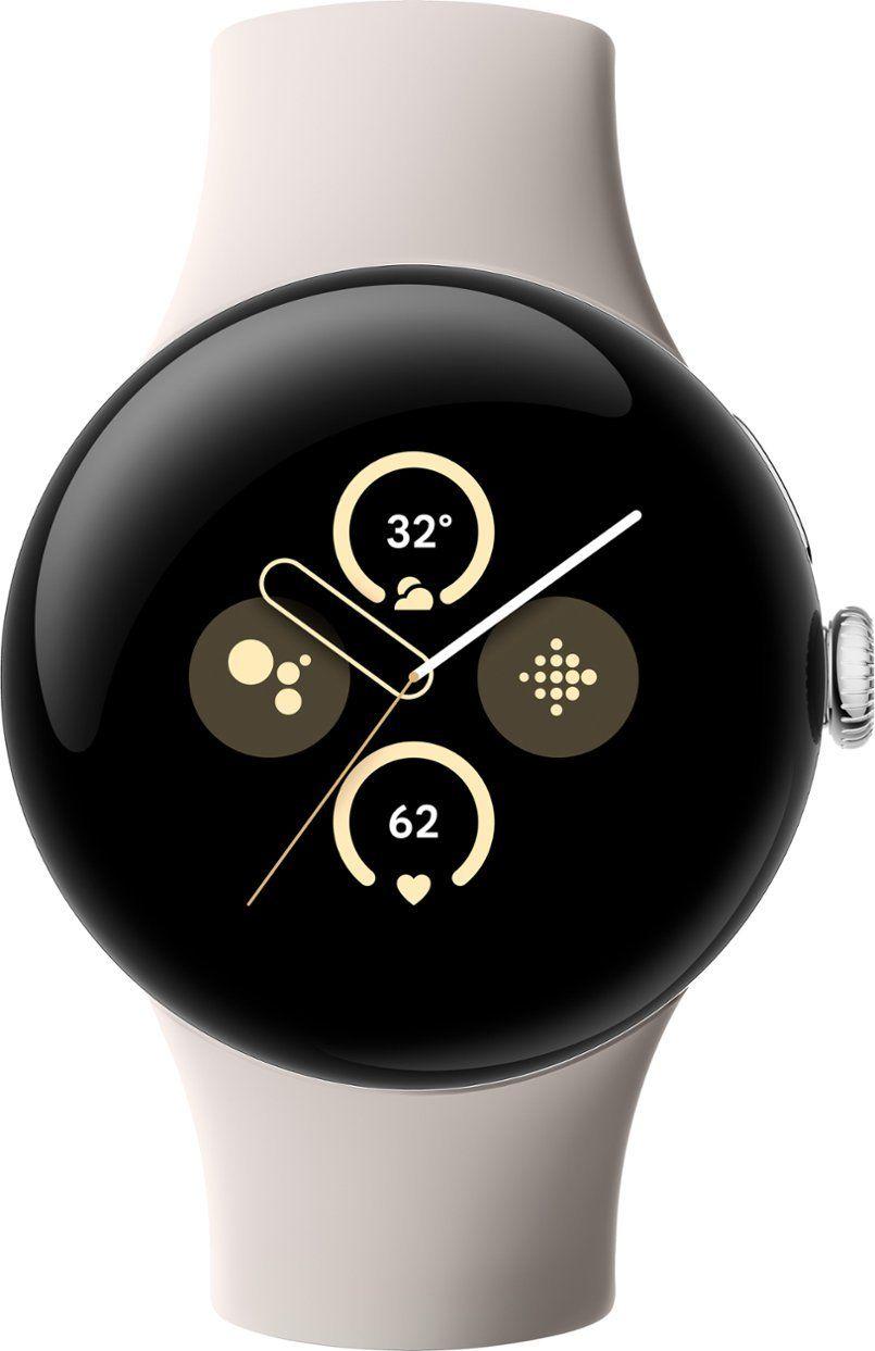 Google  Pixel Watch 2 - 32GB - Polished Silver-Aluminum-Active Band-Porcelain - Bluetooth - 1.2 inch - Polished Silver - Aluminum - Porcelain - Active Band - Fluoroelastomer - Excellent