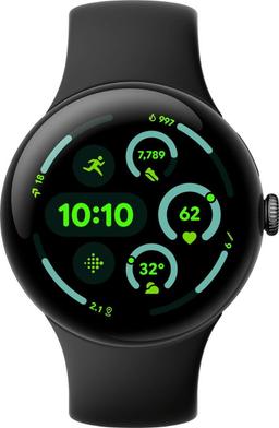 Google Pixel Watch 3 (Bluetooth) - 32GB - 45mm - Matte Black 100% Recycled Aluminum Case with Obsidian Fluoroelastomer Active Band