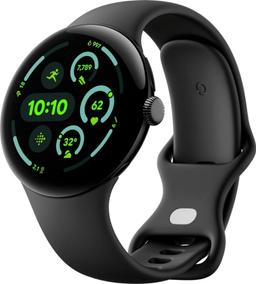 Google Pixel Watch 3 (Bluetooth) - 32GB - 45mm - Matte Black 100% Recycled Aluminum Case with Obsidian Fluoroelastomer Active Band