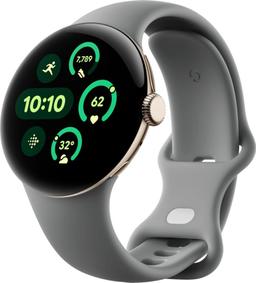 Google Pixel Watch 3 (Bluetooth) - 32GB - 45mm - Champagne Gold 100% Recycled Aluminum Case with Hazel Fluoroelastomer Active Band