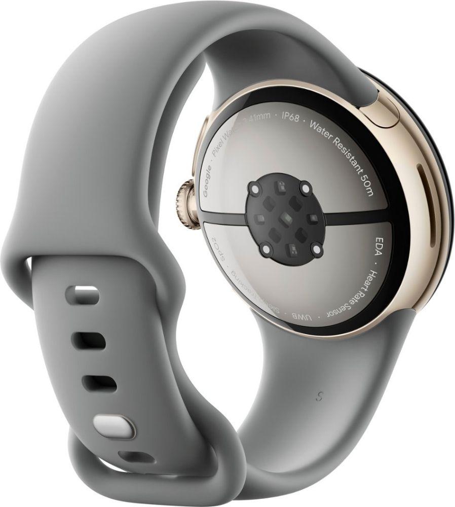 Google Pixel Watch 3 (Bluetooth) - 32GB - 45mm - Champagne Gold 100% Recycled Aluminum Case with Hazel Fluoroelastomer Active Band