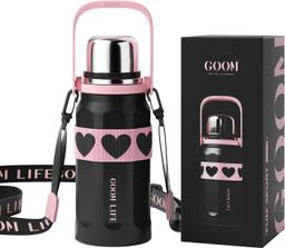GOOM Thermos for Hot and Cold Drinks 32oz - Black/Pink