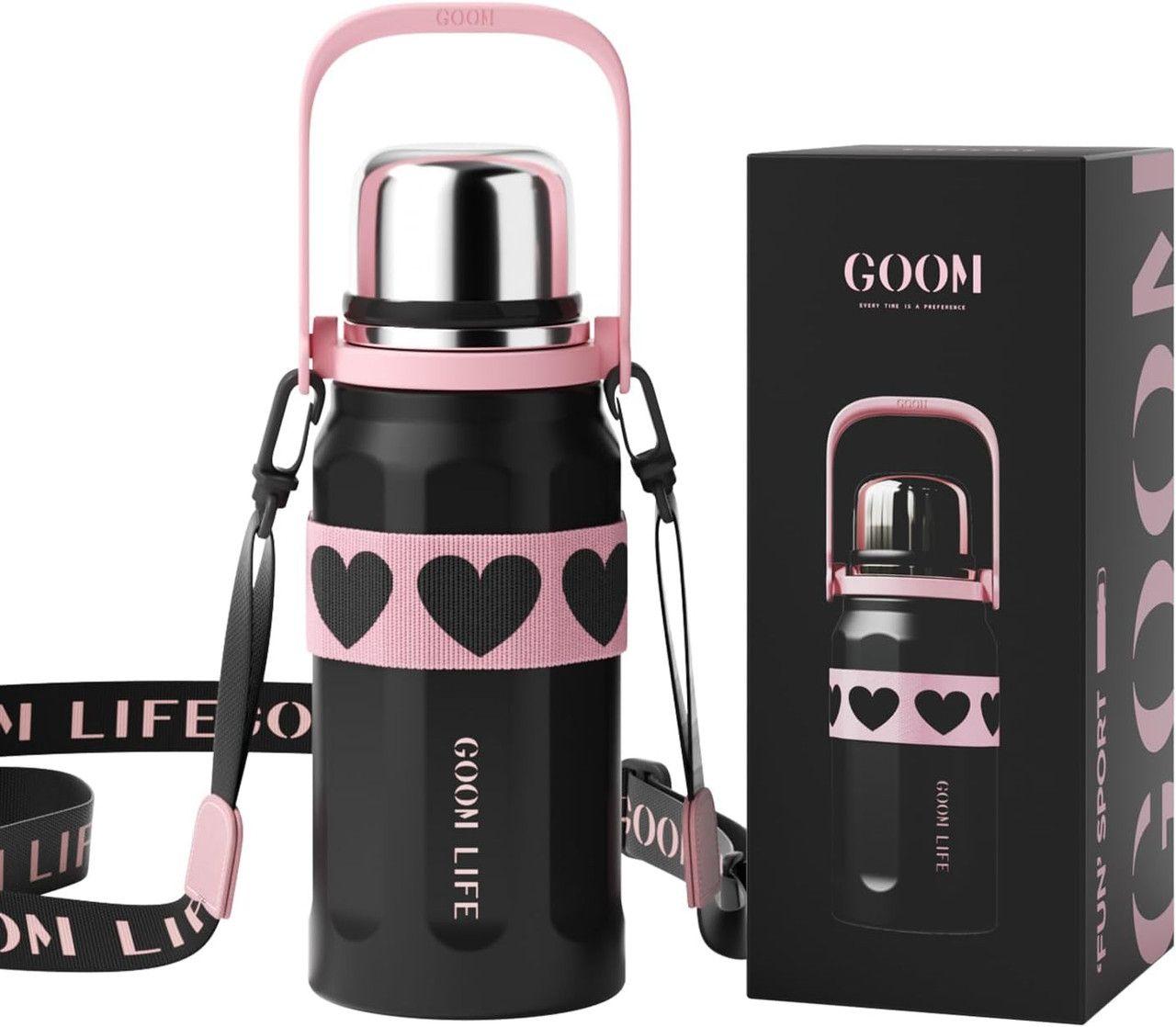 GOOM  Thermos for Hot and Cold Drinks 32oz - Black/Pink - Excellent