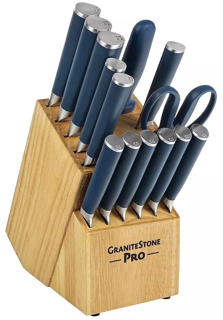 Granitestone  Knife Block Set (15Pc) - Blue - Acceptable