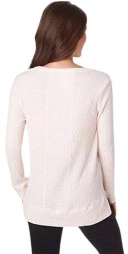 GreenTea Women's Brushed Waffle Top M - Light Pink
