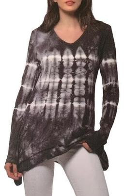 GreenTea Women's Tie Dye Top S - Black/Grey