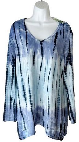 GreenTea Women's Tie Dye Top S - Scandia Blue