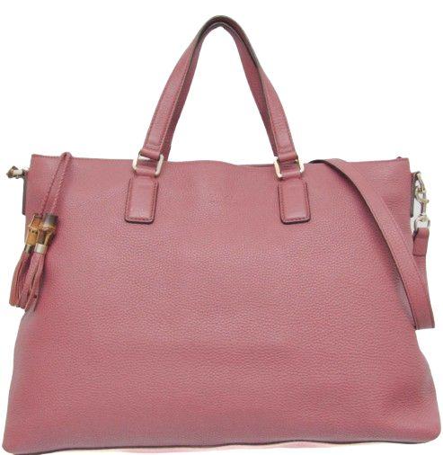 Gucci  Bamboo Leather Bamboo Handbag Shoulder Bag - Pink Red - Leather - Excellent