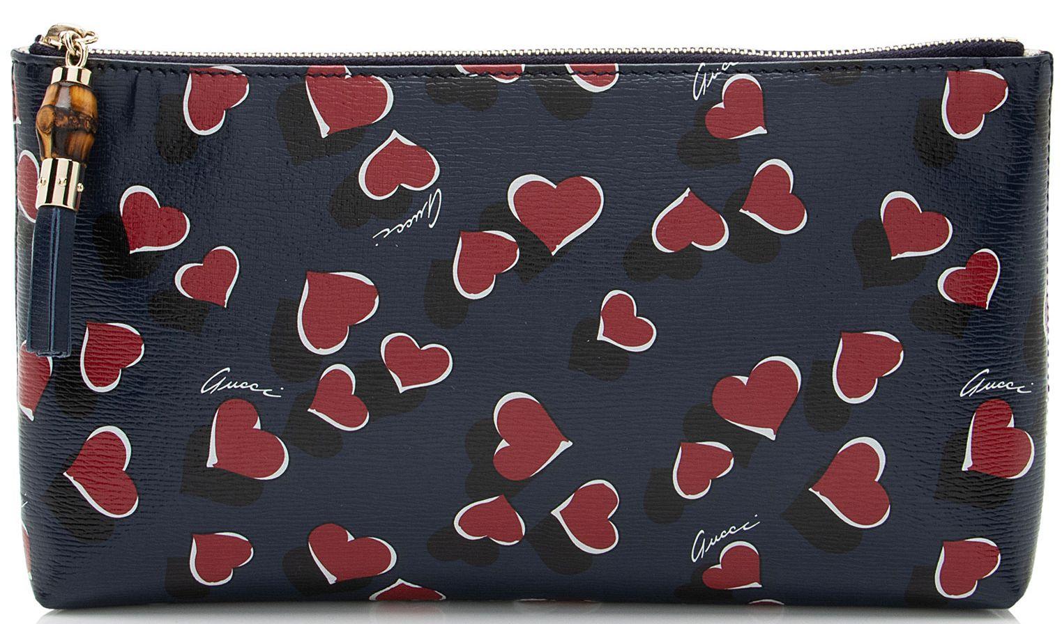 Gucci  Calfskin Heartbeat Large Pouch - Blue/Red - Calfskin - Excellent