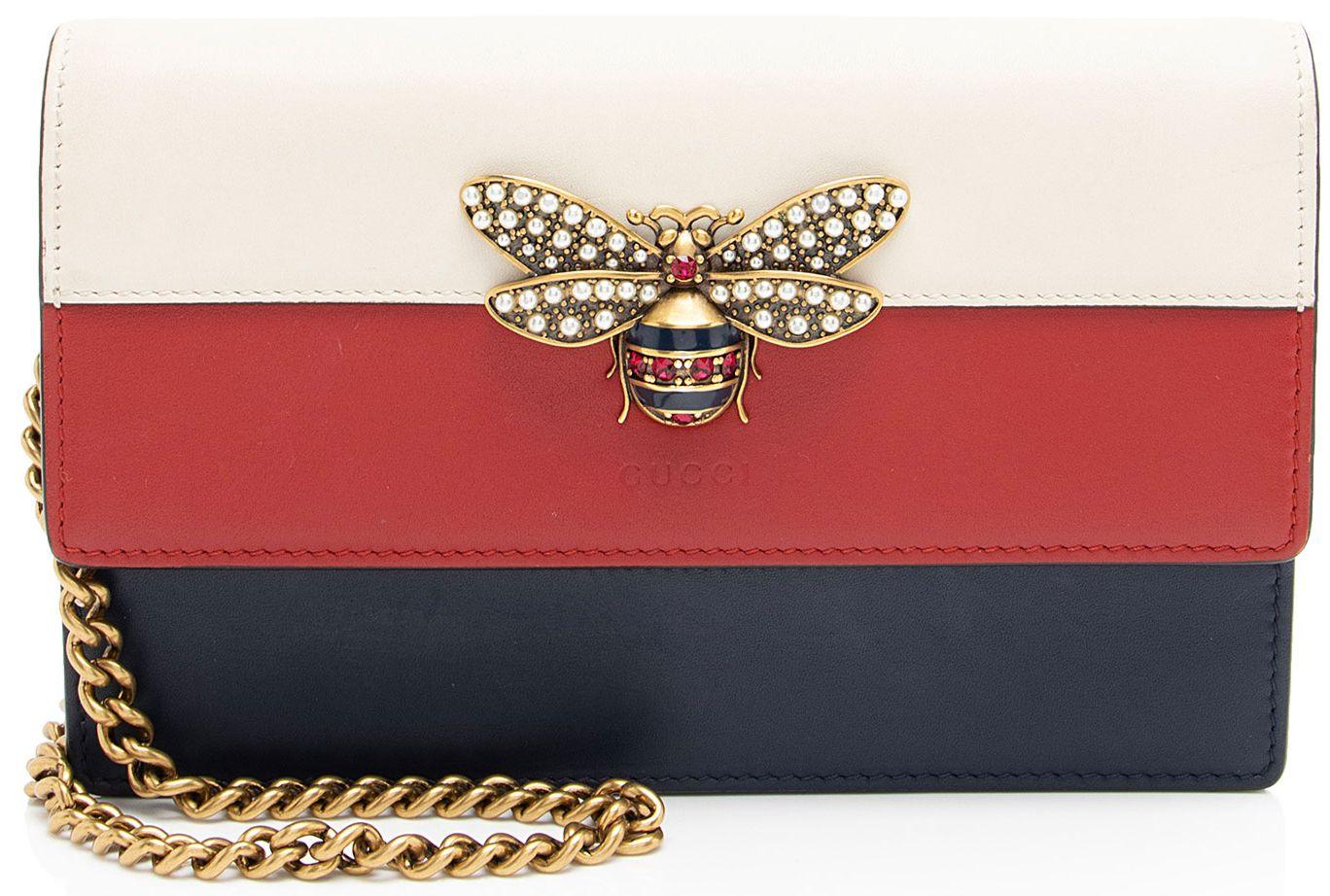 Gucci  Calfskin Queen Margaret Wallet on Chain - Blue/Red/White - Calfskin - Excellent