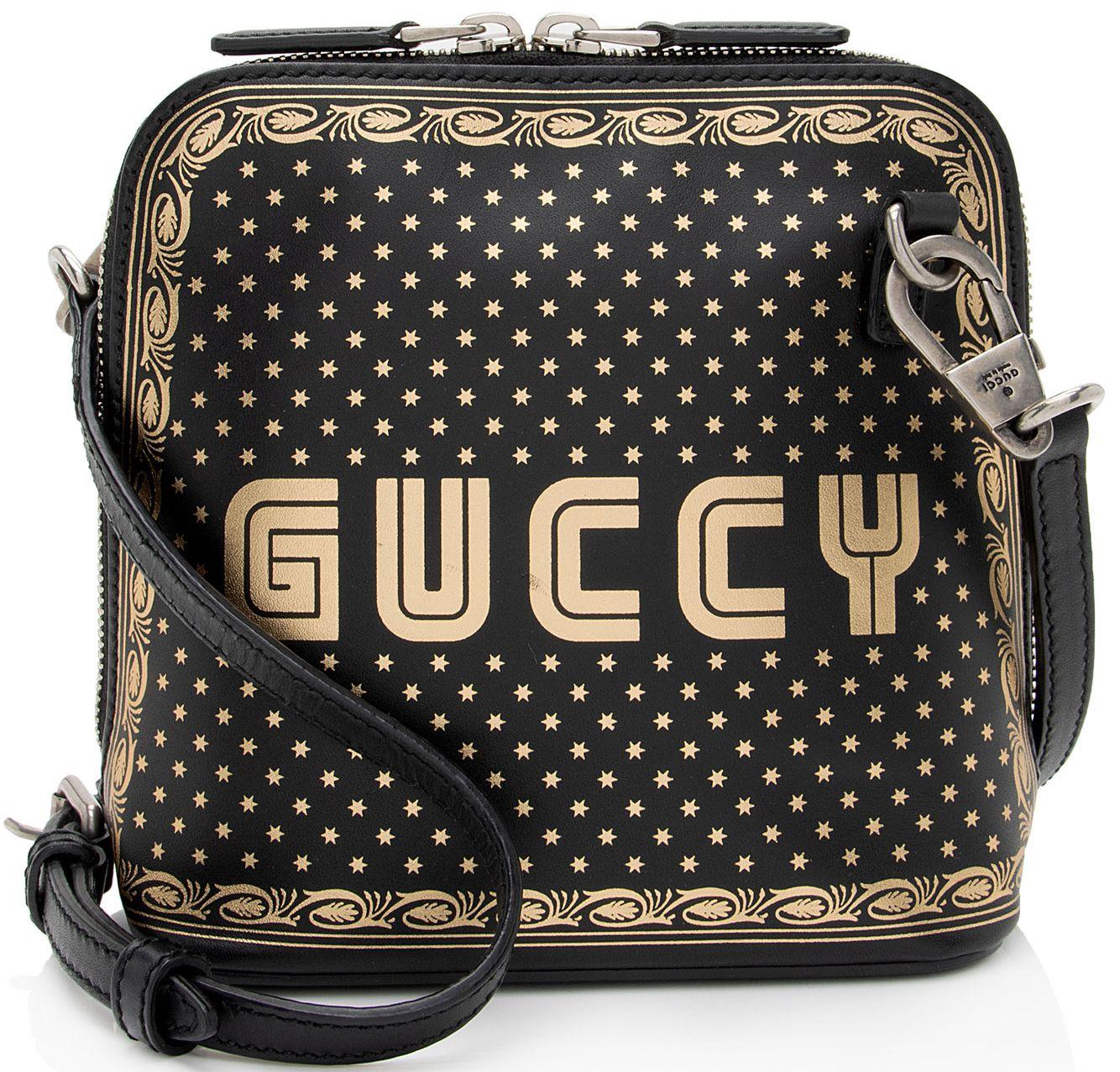 Gucci  Calfskin Star Print Guccy Mini Shoulder Bag - Black/Gold - Calfskin - Excellent