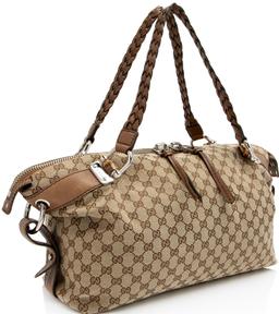 Gucci GG Canvas Bamboo Bar Medium Tote