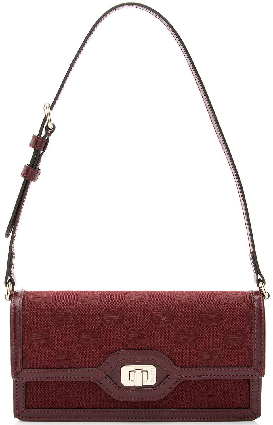Gucci  GG Canvas Luce Mini Shoulder Bag - Red - Leather - Excellent