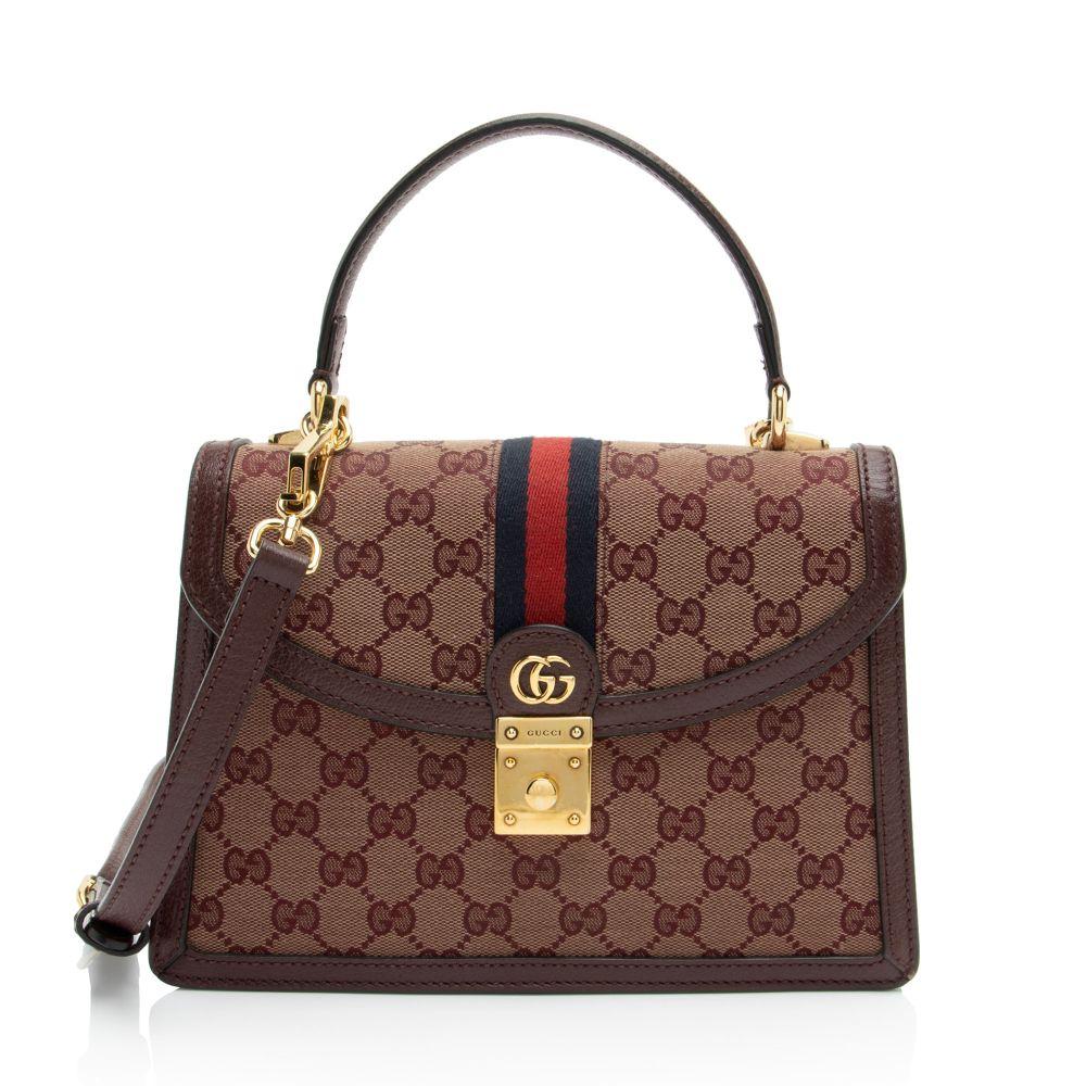 Gucci GG Canvas Ophidia Small Top Handle - Canvas - Brown/Red