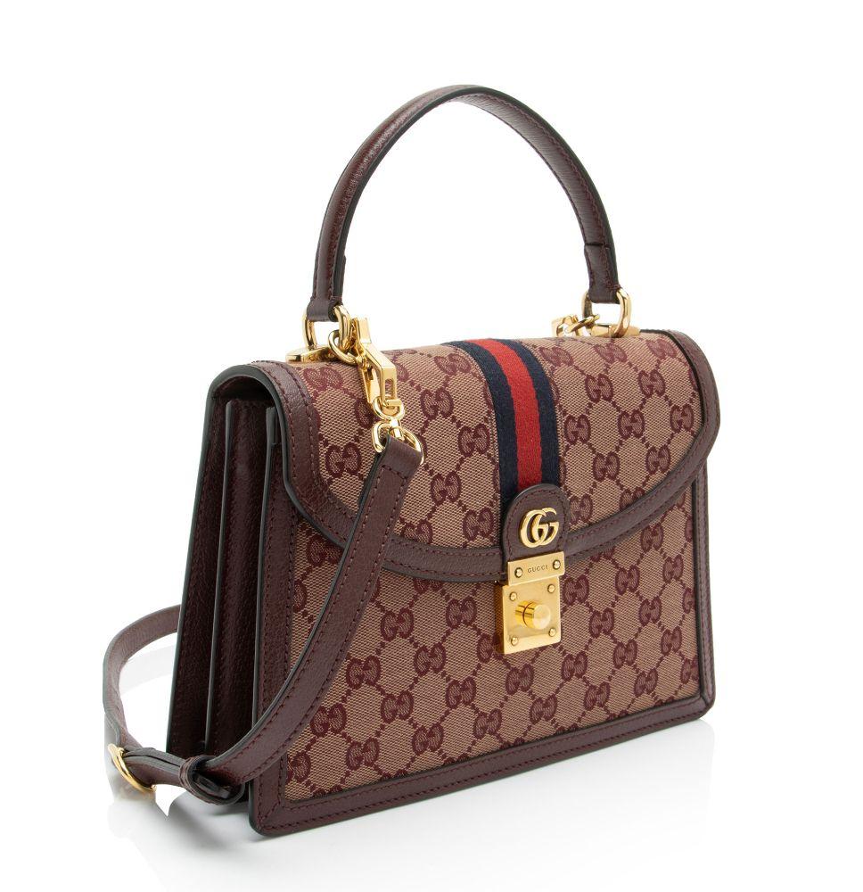 Gucci GG Canvas Ophidia Small Top Handle - Canvas - Brown/Red
