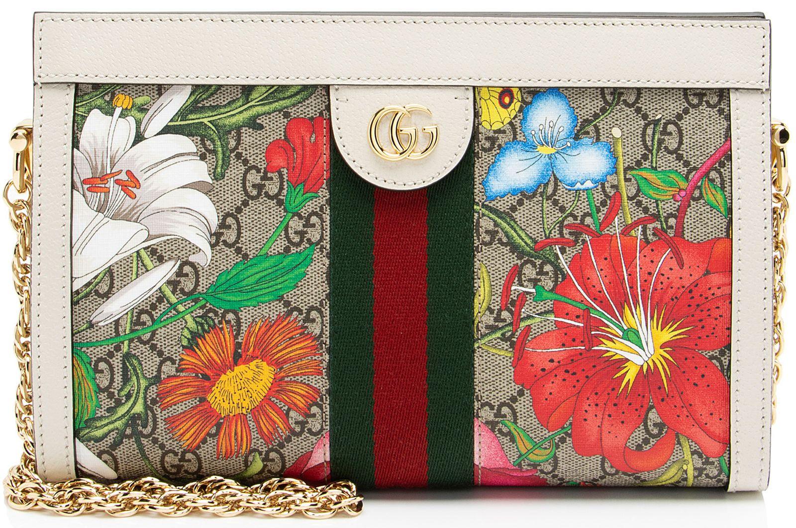 Gucci  GG Supreme Flora Ophidia Shoulder Bag - White - Leather - Excellent