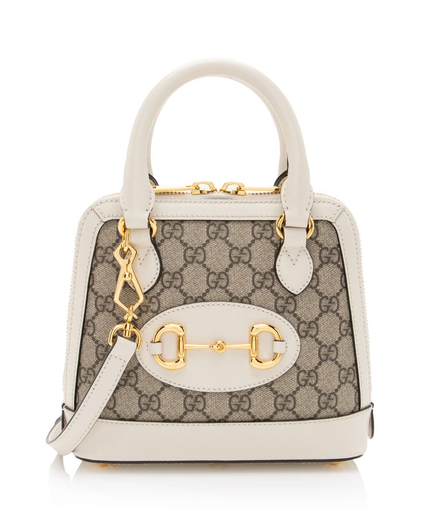Gucci GG Supreme Horsebit 1955 Mini Satchel - Coated Canvas - Beige/White