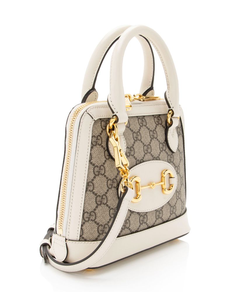 Gucci GG Supreme Horsebit 1955 Mini Satchel - Coated Canvas - Beige/White