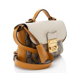 Gucci GG Supreme Leather Padlock Mini Crossbody - Leather - Beige/Brown