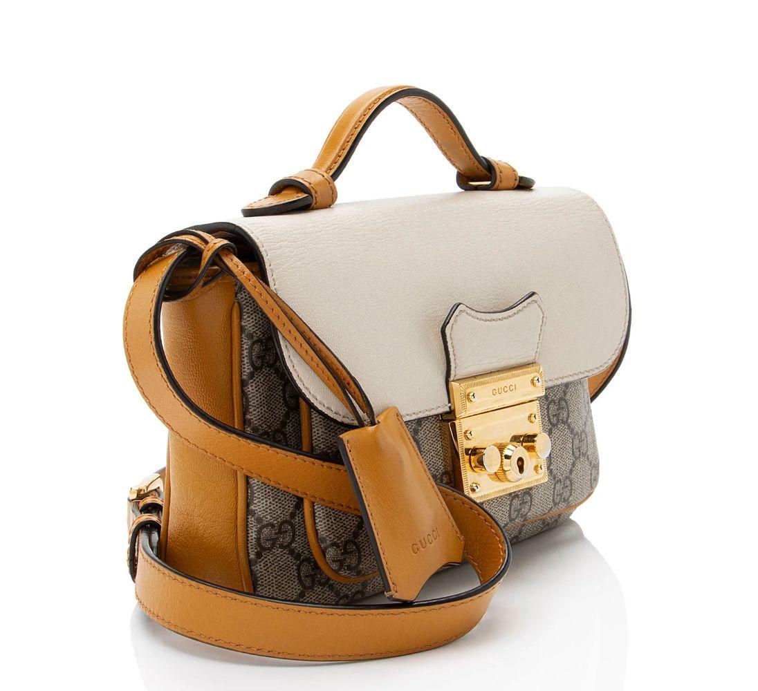Gucci GG Supreme Leather Padlock Mini Crossbody - Leather - Beige/Brown