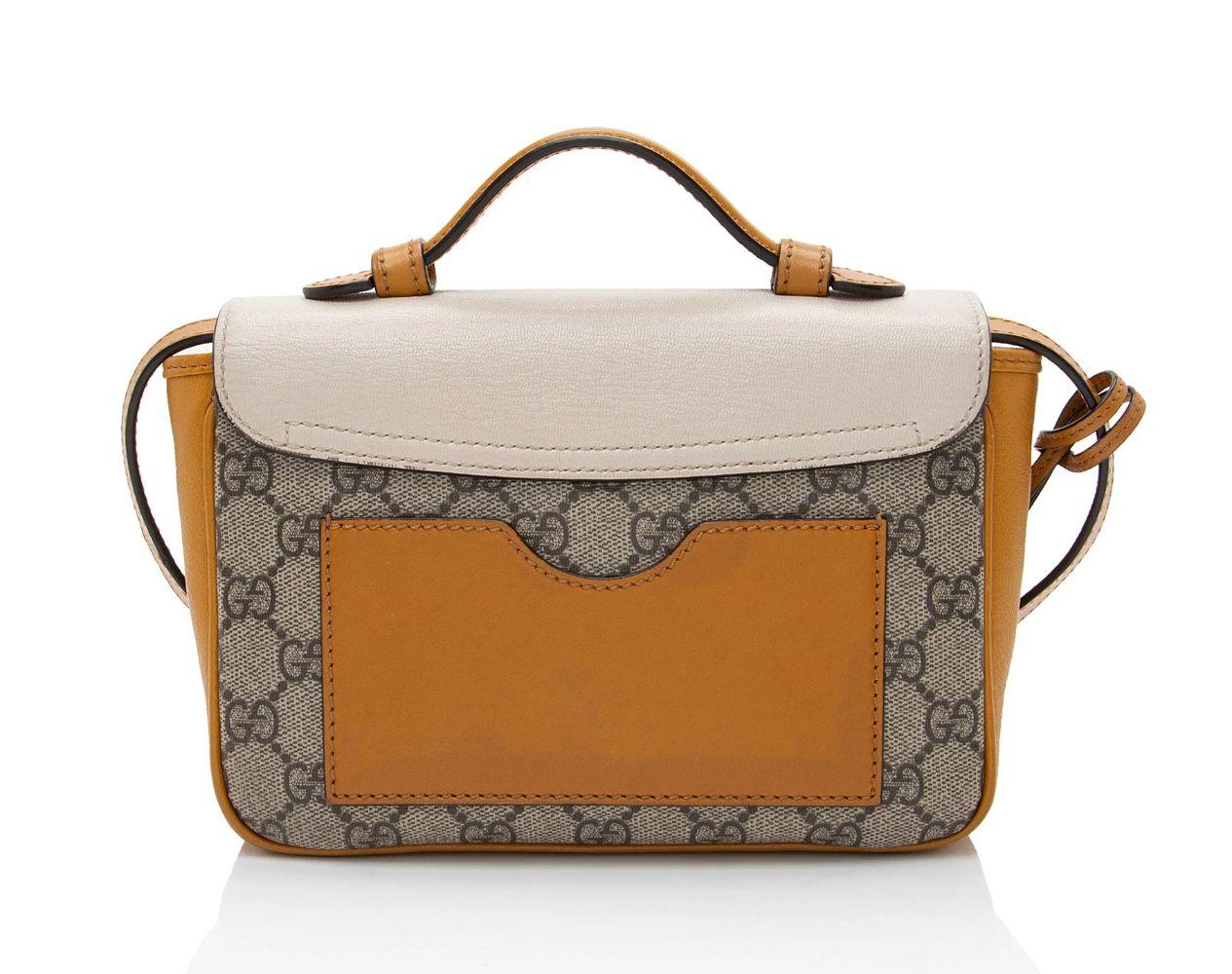 Gucci GG Supreme Leather Padlock Mini Crossbody - Leather - Beige/Brown