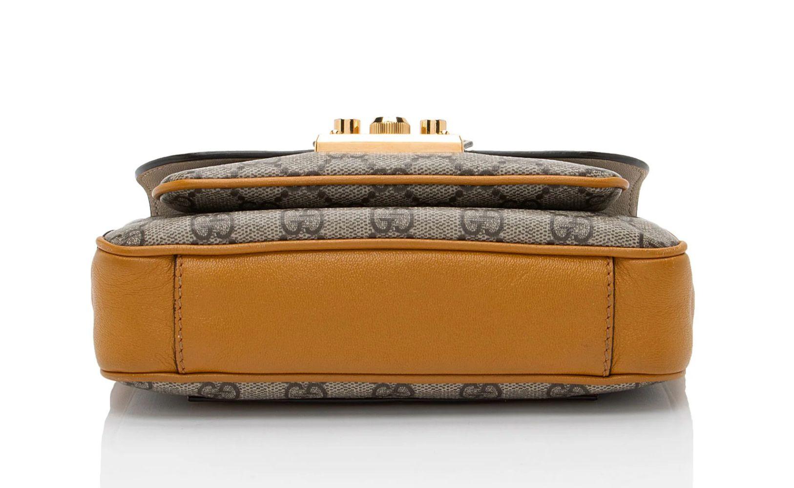 Gucci GG Supreme Leather Padlock Mini Crossbody - Leather - Beige/Brown