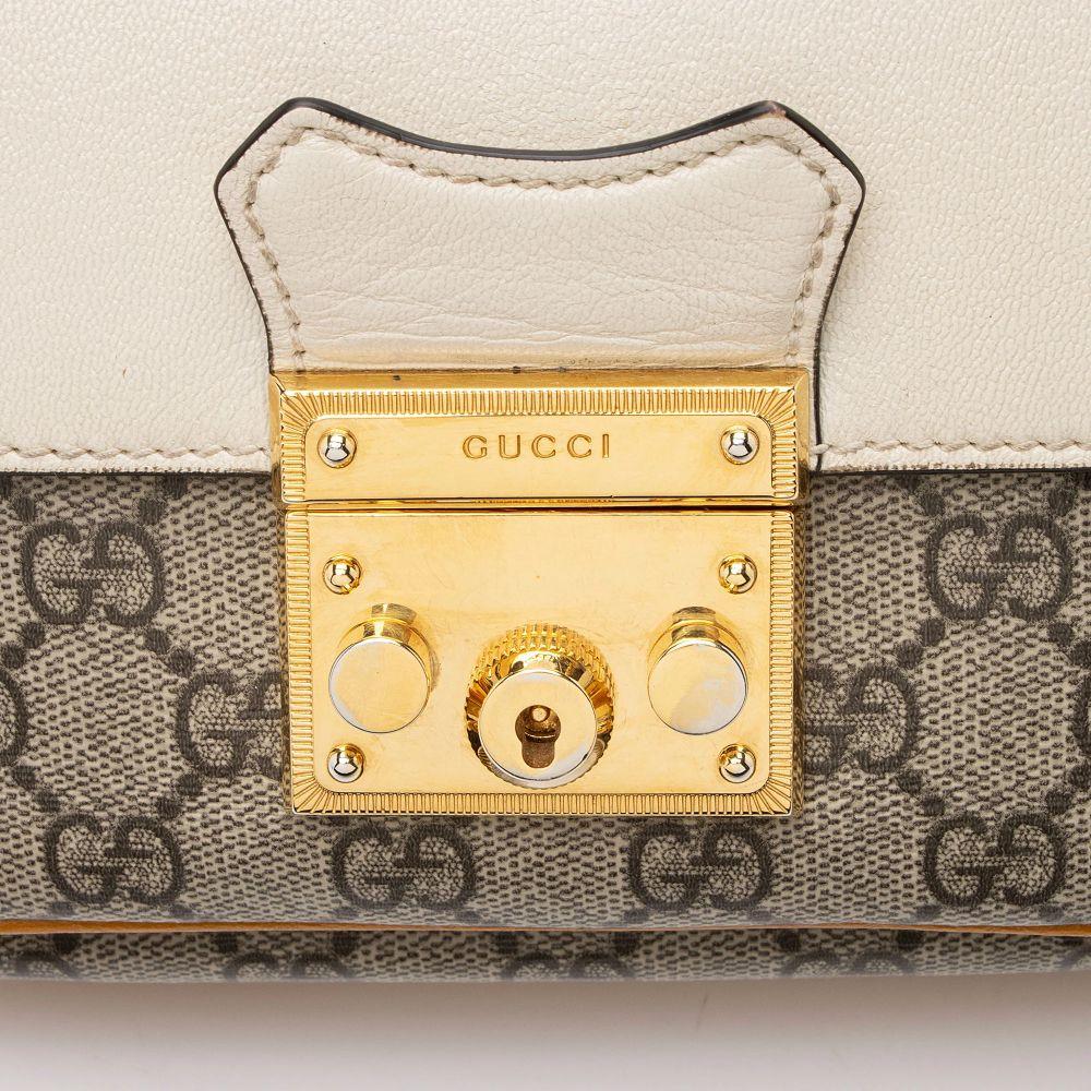 Gucci GG Supreme Leather Padlock Mini Crossbody - Leather - Beige/Brown