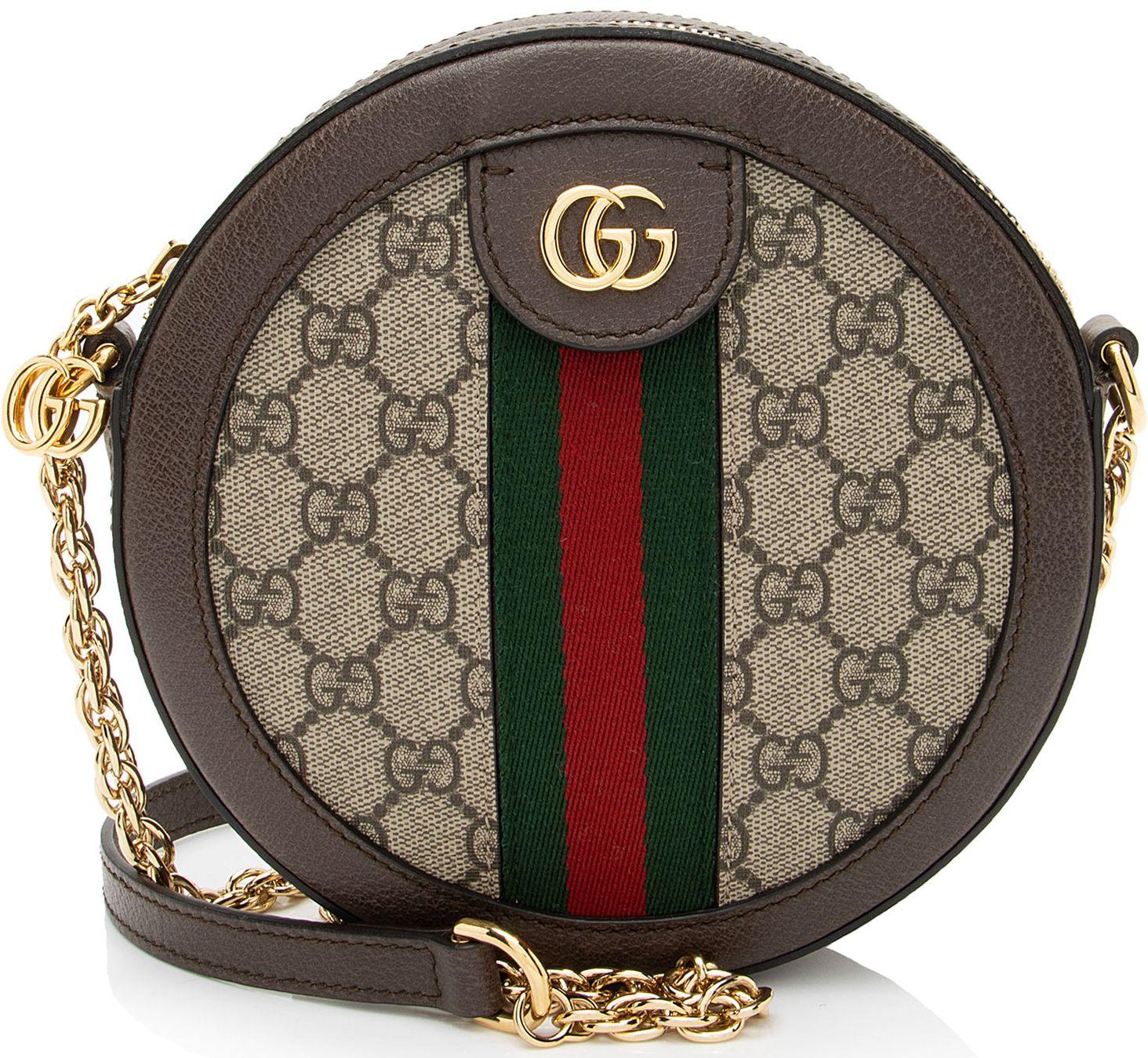 Gucci  GG Supreme Ophidia Round Mini Shoulder Bag - Beige - Coated Canvas - Excellent