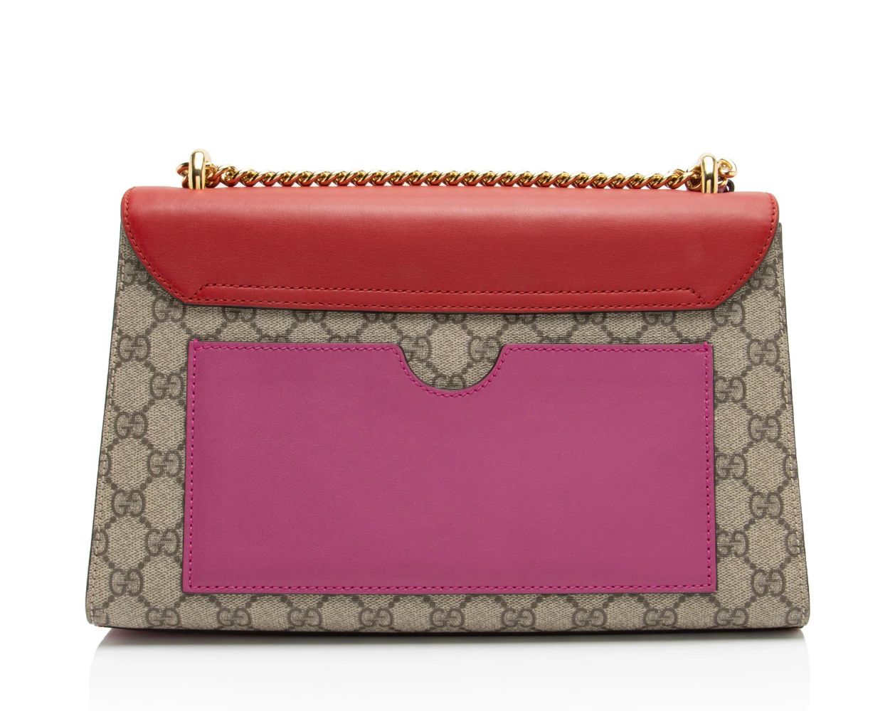 Gucci GG Supreme Padlock Medium Shoulder Bag - Leather - Red/Brown/Pink