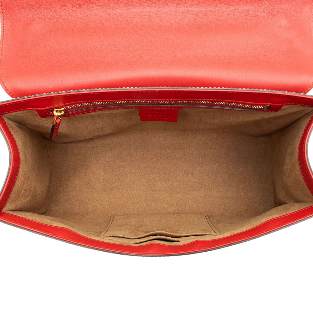 Gucci GG Supreme Padlock Medium Shoulder Bag - Leather - Red/Brown/Pink