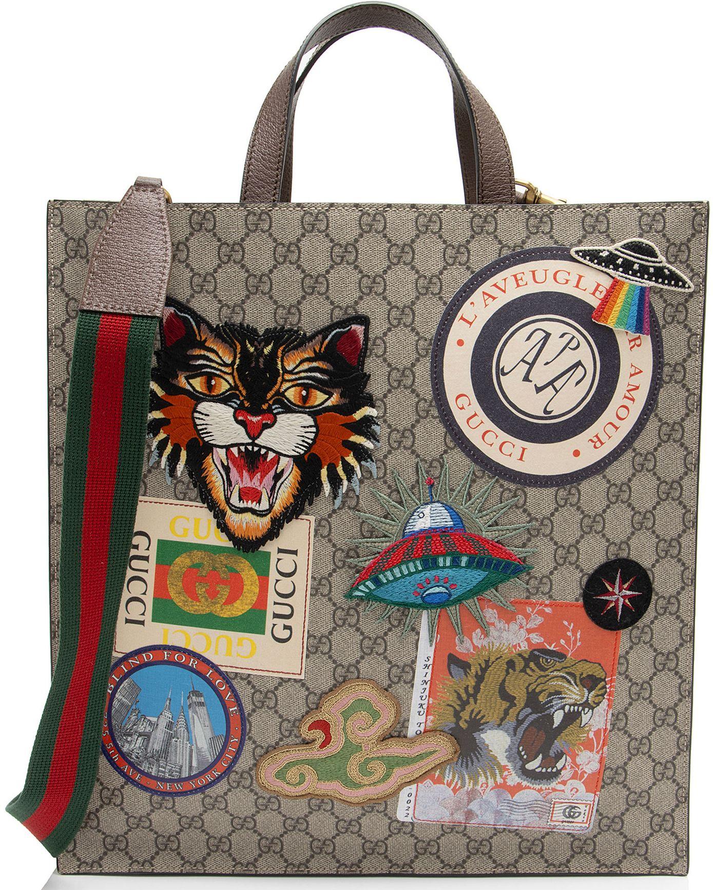 Gucci  GG Supreme Soft Vertical Courrier Tote - Beige/Brown - Coated Canvas - Excellent