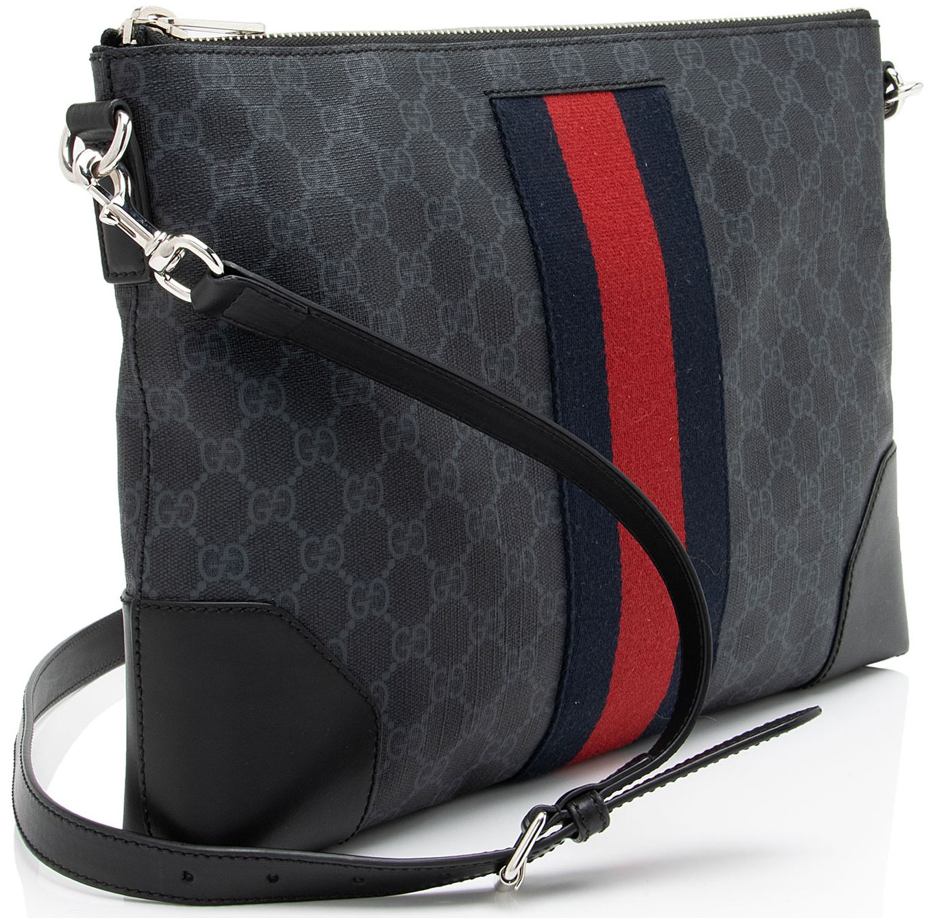 Gucci GG Supreme Web Flat Square Messenger - Coated Canvas - Black