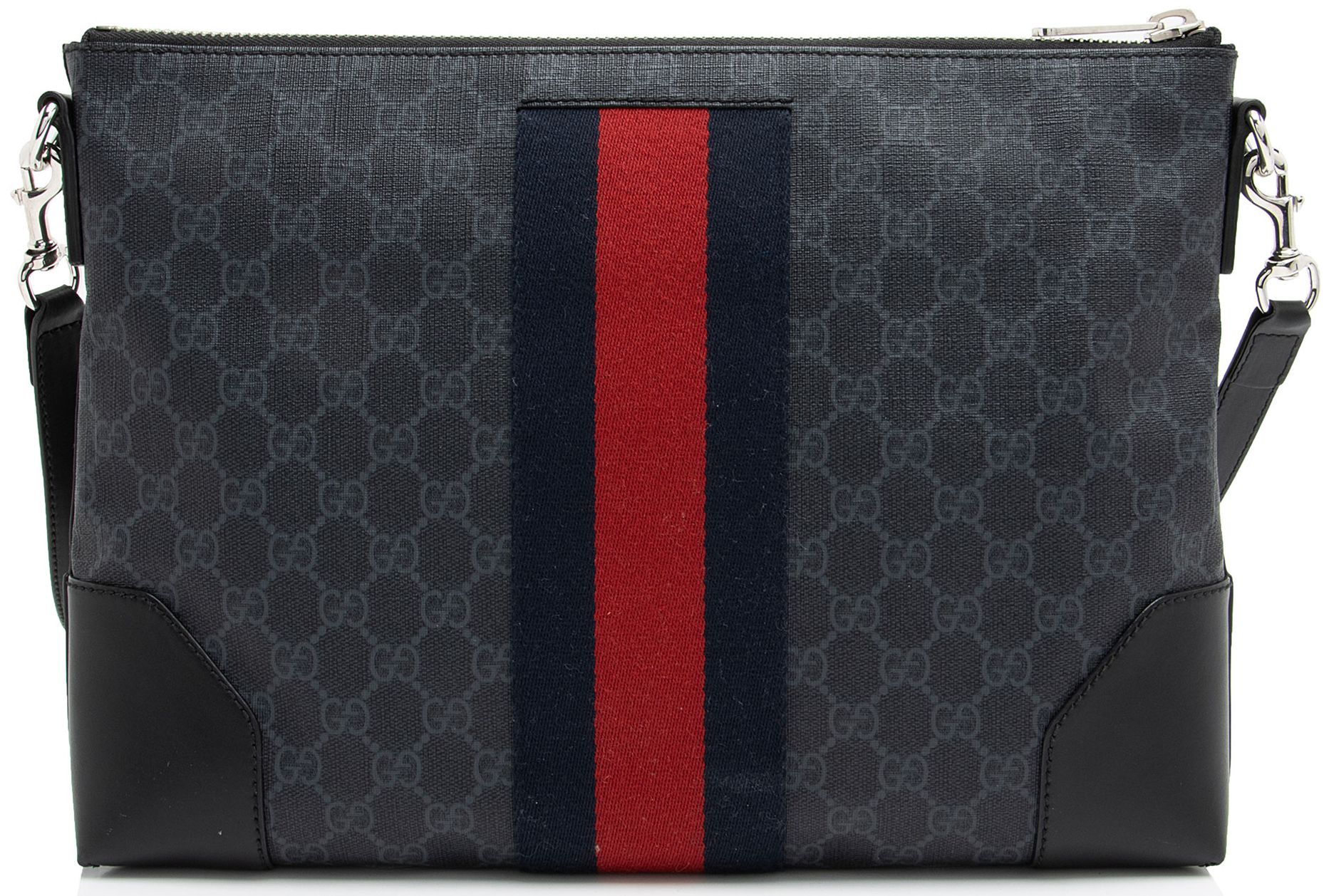 Gucci GG Supreme Web Flat Square Messenger - Coated Canvas - Black