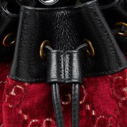 Gucci GG Velvet Web Bucket Bag - Leather - Red/Black