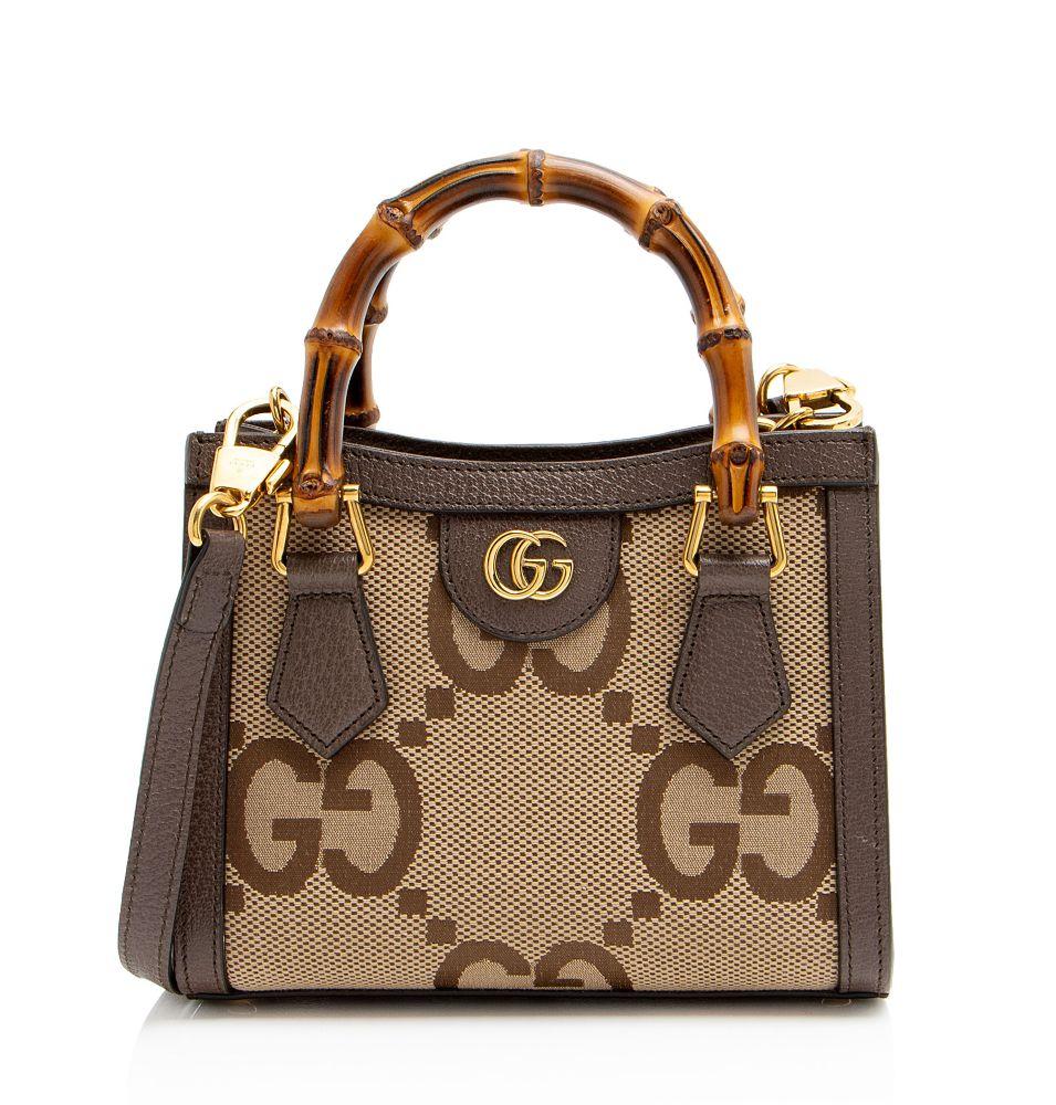 Gucci Jumbo GG Canvas Bamboo Diana Mini Tote - Canvas - Brown