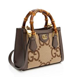 Gucci Jumbo GG Canvas Bamboo Diana Mini Tote - Canvas - Brown