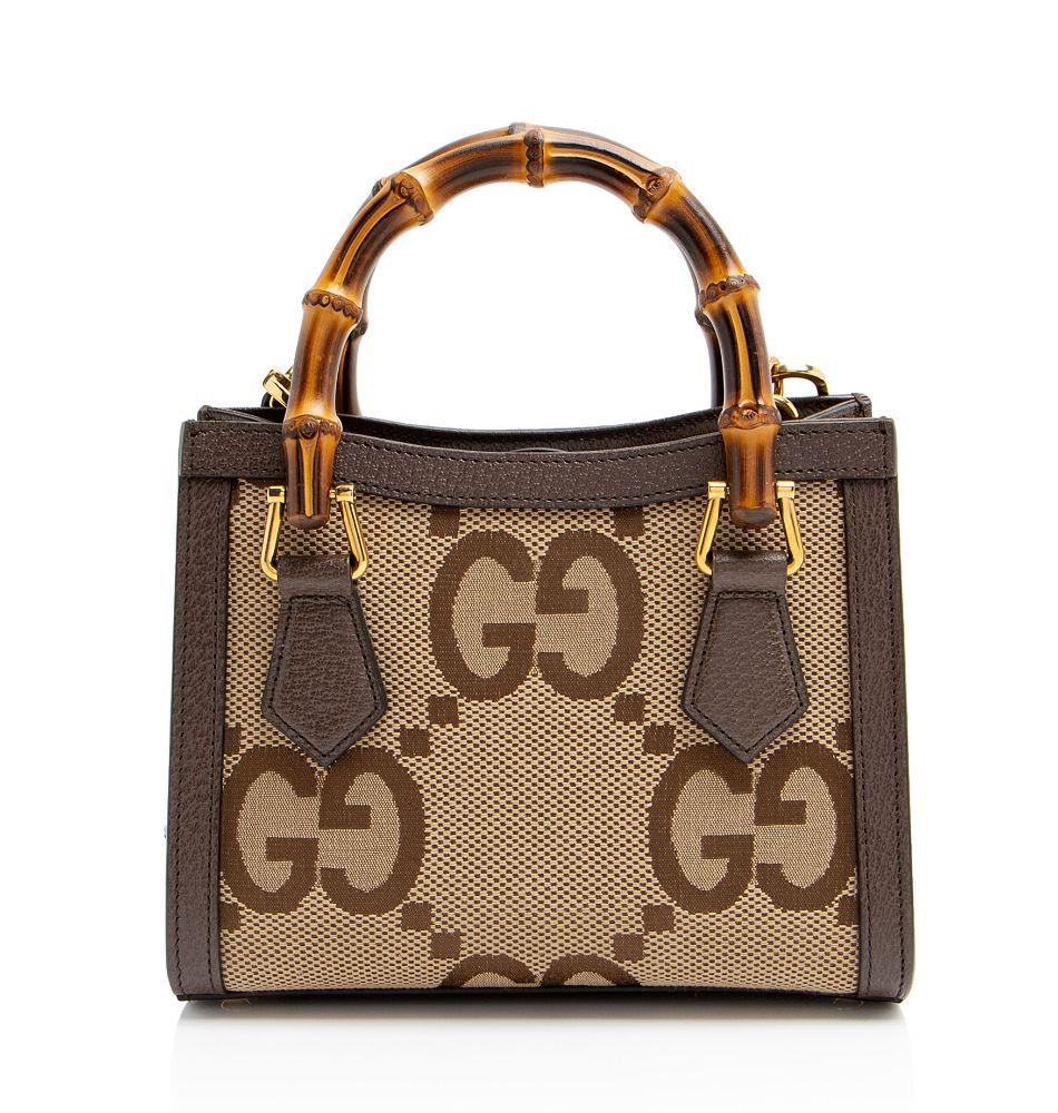 Gucci Jumbo GG Canvas Bamboo Diana Mini Tote - Canvas - Brown