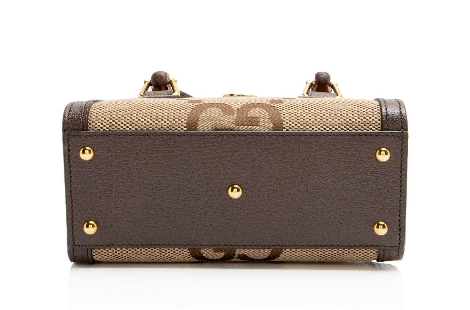 Gucci Jumbo GG Canvas Bamboo Diana Mini Tote - Canvas - Brown