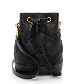 Gucci Jumbo GG Matelasse Bucket Bag - Leather - Black