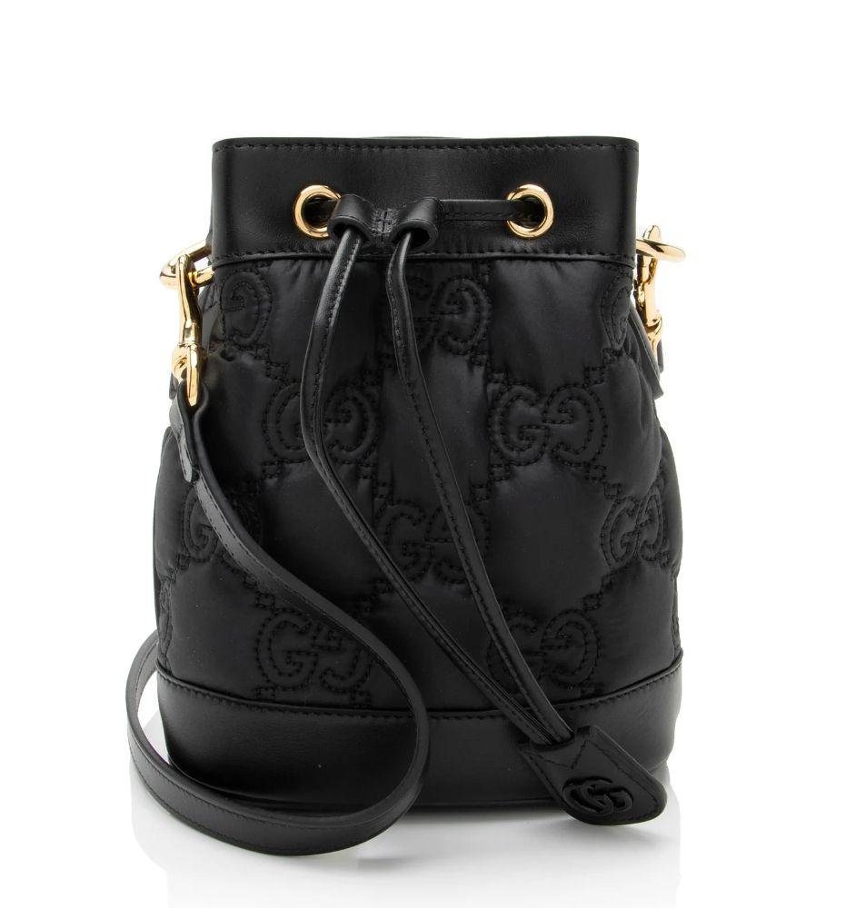 Gucci Jumbo GG Matelasse Bucket Bag - Leather - Black