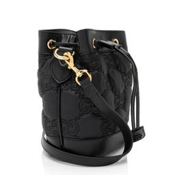 Gucci Jumbo GG Matelasse Bucket Bag - Leather - Black