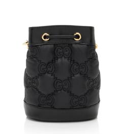 Gucci Jumbo GG Matelasse Bucket Bag - Leather - Black